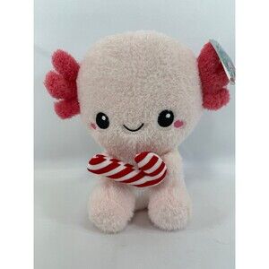 Linzy Axolotl Plush Christmas Pink Candy Cane NWT 8”